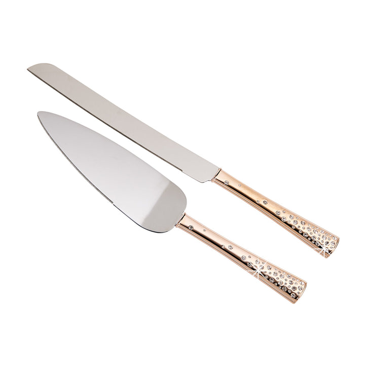 Galaxy Rose Gold Cake Knife & Server Set