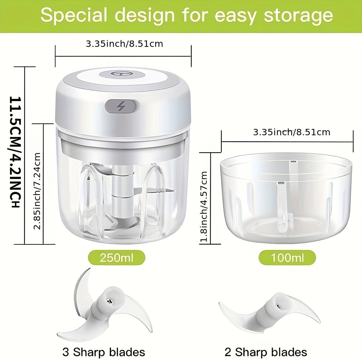 Vegetable Chopper 250ml USB Grinder