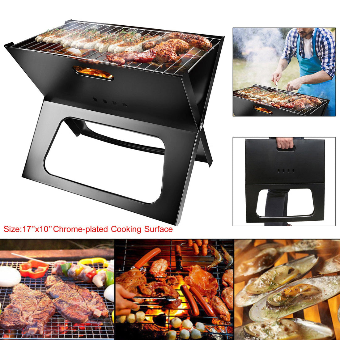 1Pc Portable BBQ Barbecue Grill