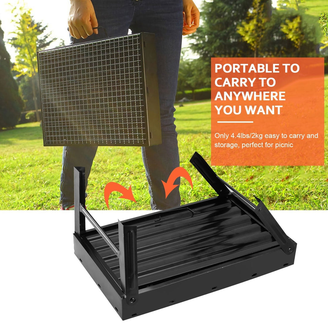 1Pc Portable BBQ Foldable Charcoal Grill