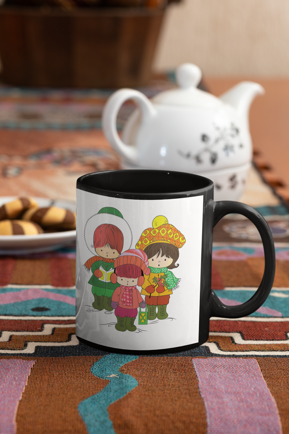 Three Children Christmas Carolers Mug