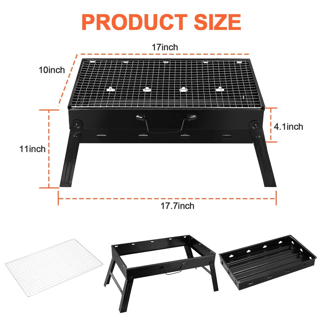 1Pc Portable BBQ Foldable Charcoal Grill