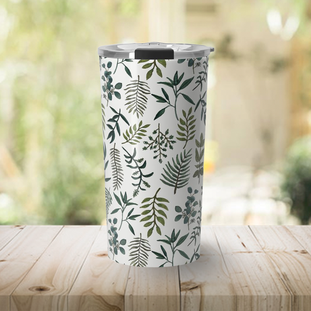 Fern Watercolor Travel Mug Drinkware