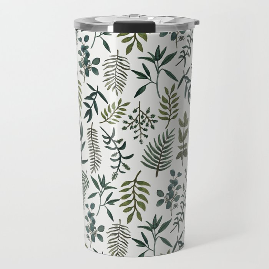Fern Watercolor Travel Mug Drinkware