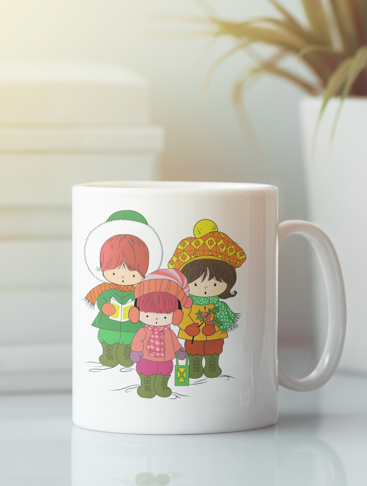 Three Children Christmas Carolers Mug